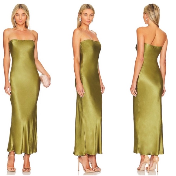 REVOLVE Dresses & Skirts - REVOLVE x SNDYS Angel Green Satin Strapless Maxi Slip Dress